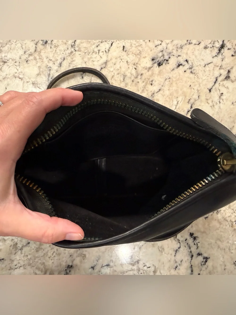 Coach EUC 1970’s Made in NY Black Leather Companion Crossbody